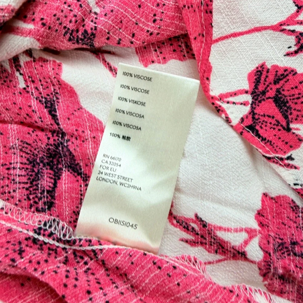 Free People Pink White Floral Ruffle Wrap Mini Dress Women's XS OB1151045